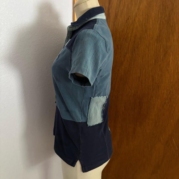 POLO RALPH LAUREN sz M Skinny Polo Blue Patchwork Embroidery - Picture 3 of 13